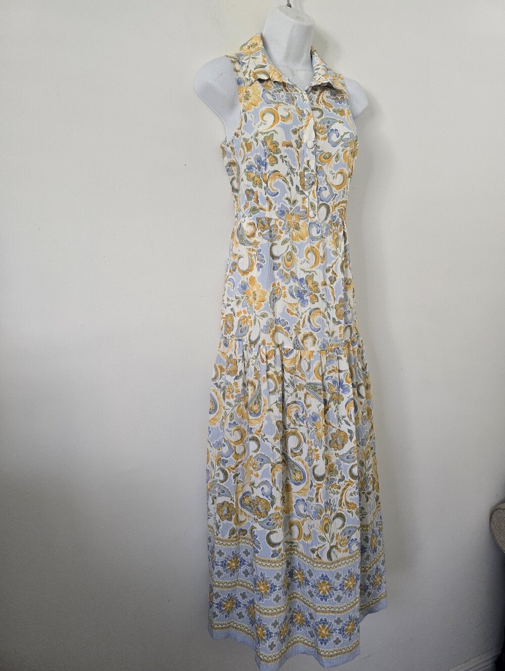 Calypso St. Barth Floral Paisley Maxi Dress Tiered Summer Dress Size XS - Picture 6 of 12
